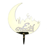 Taarttopper Eid Mubarak 'Maan/moskee' - goud (1 stuks) (H)